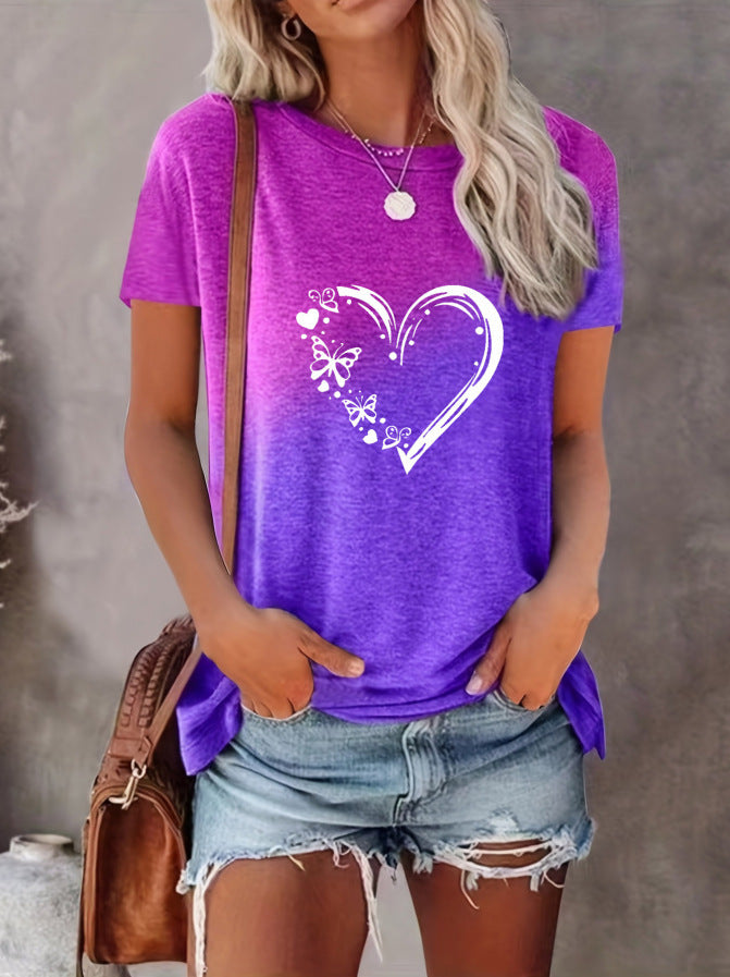 Printing T-shirt Fashion Short Sleeve Round Neck