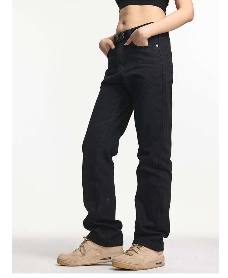 Black All-matching Straight Jeans