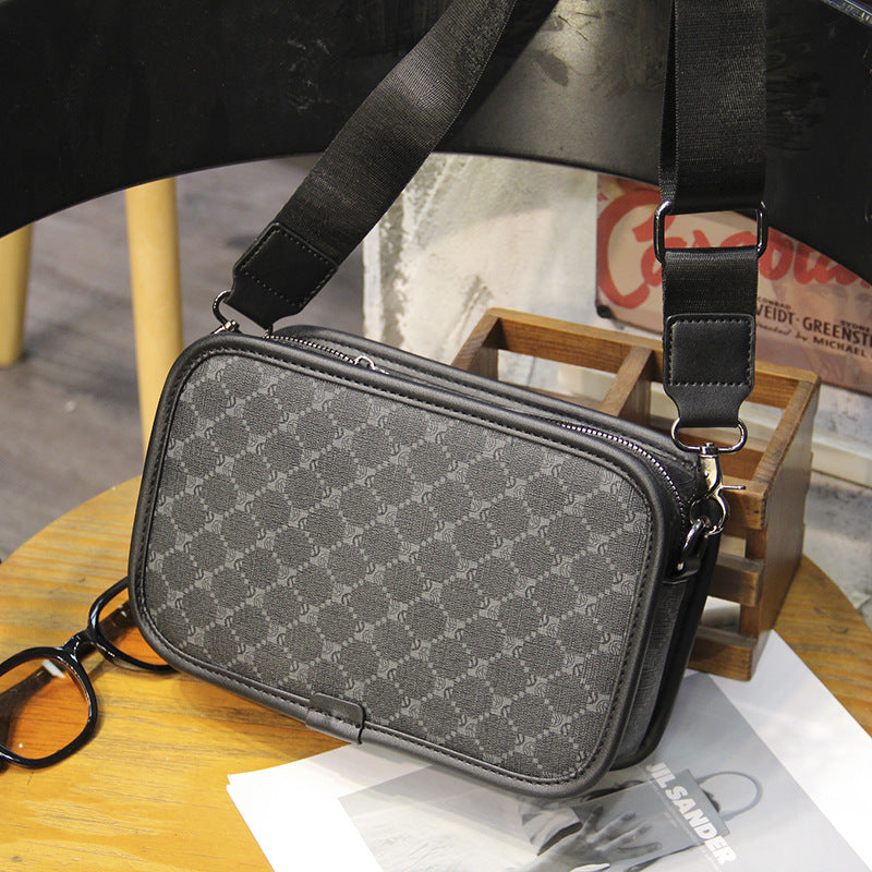 Plaid Fashion Shoulder Street Trendy Small Crossbody Bag Leisure Commute Small Square Men's Bag