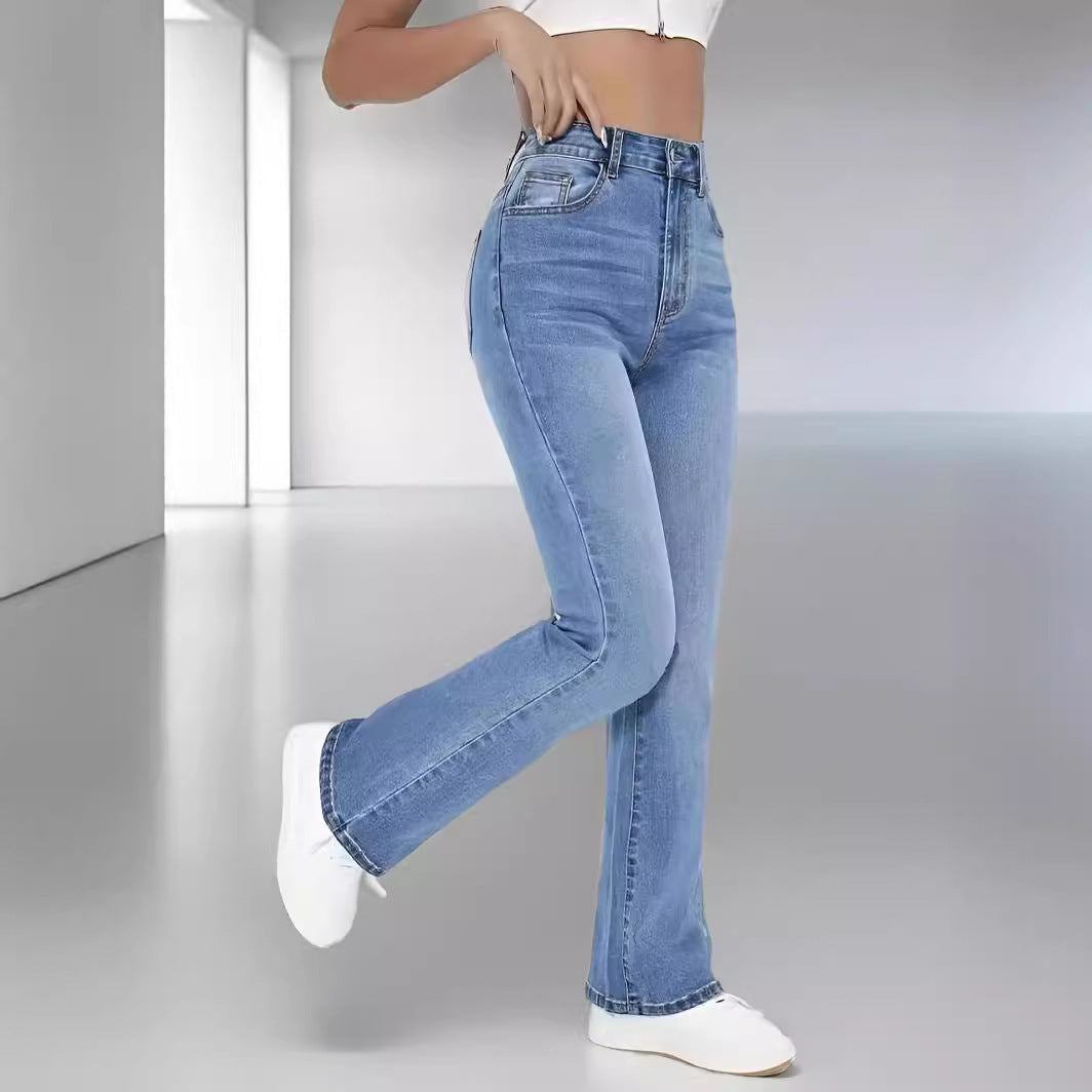 Women's Waist Straight Stretch Jeans