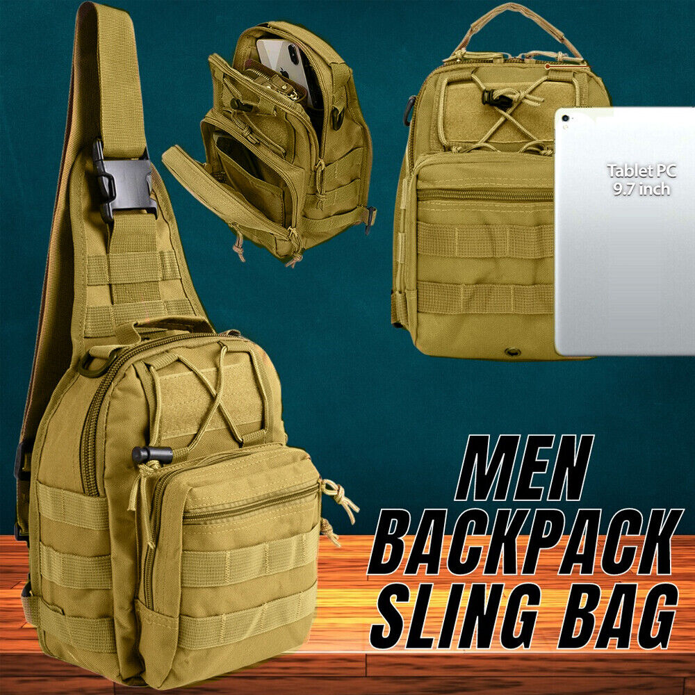 Mens Backpack Waterproof Tactical Sling Chest Pack Shoulder Bag