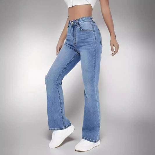 Women's Waist Straight Stretch Jeans