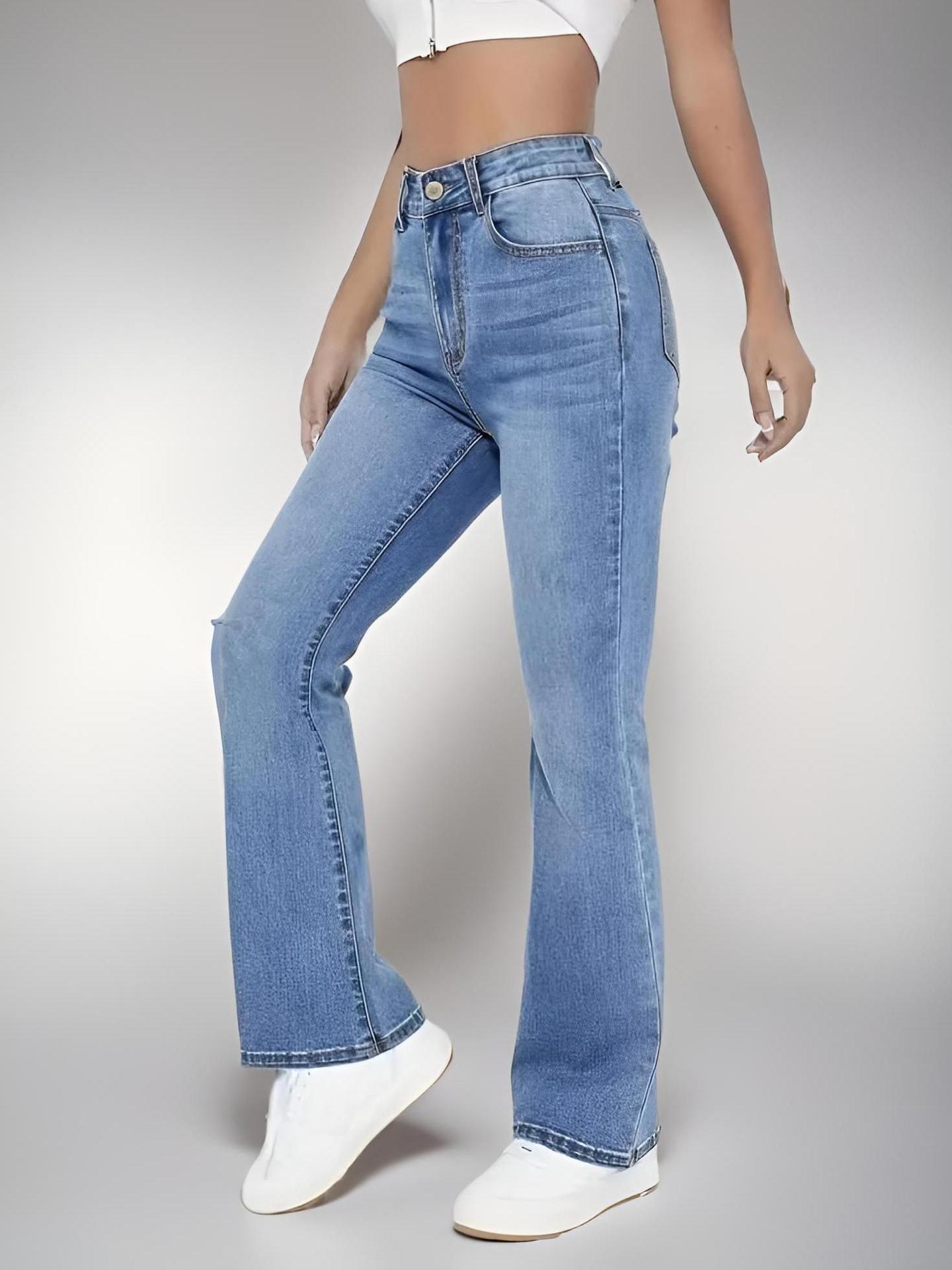 Women's Waist Straight Stretch Jeans