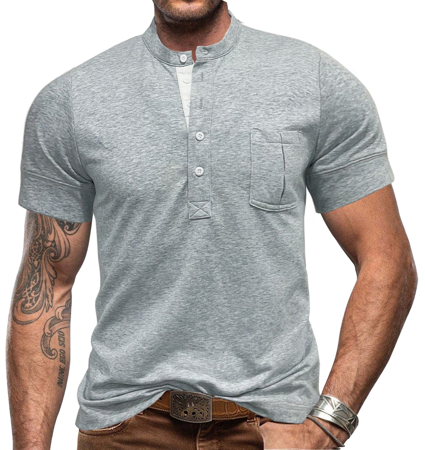 Outdoor Round Neck Open Tube Men's Polo Shirt