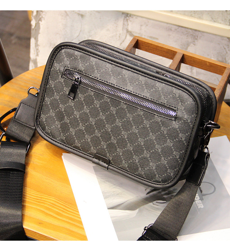 Plaid Fashion Shoulder Street Trendy Small Crossbody Bag Leisure Commute Small Square Men's Bag