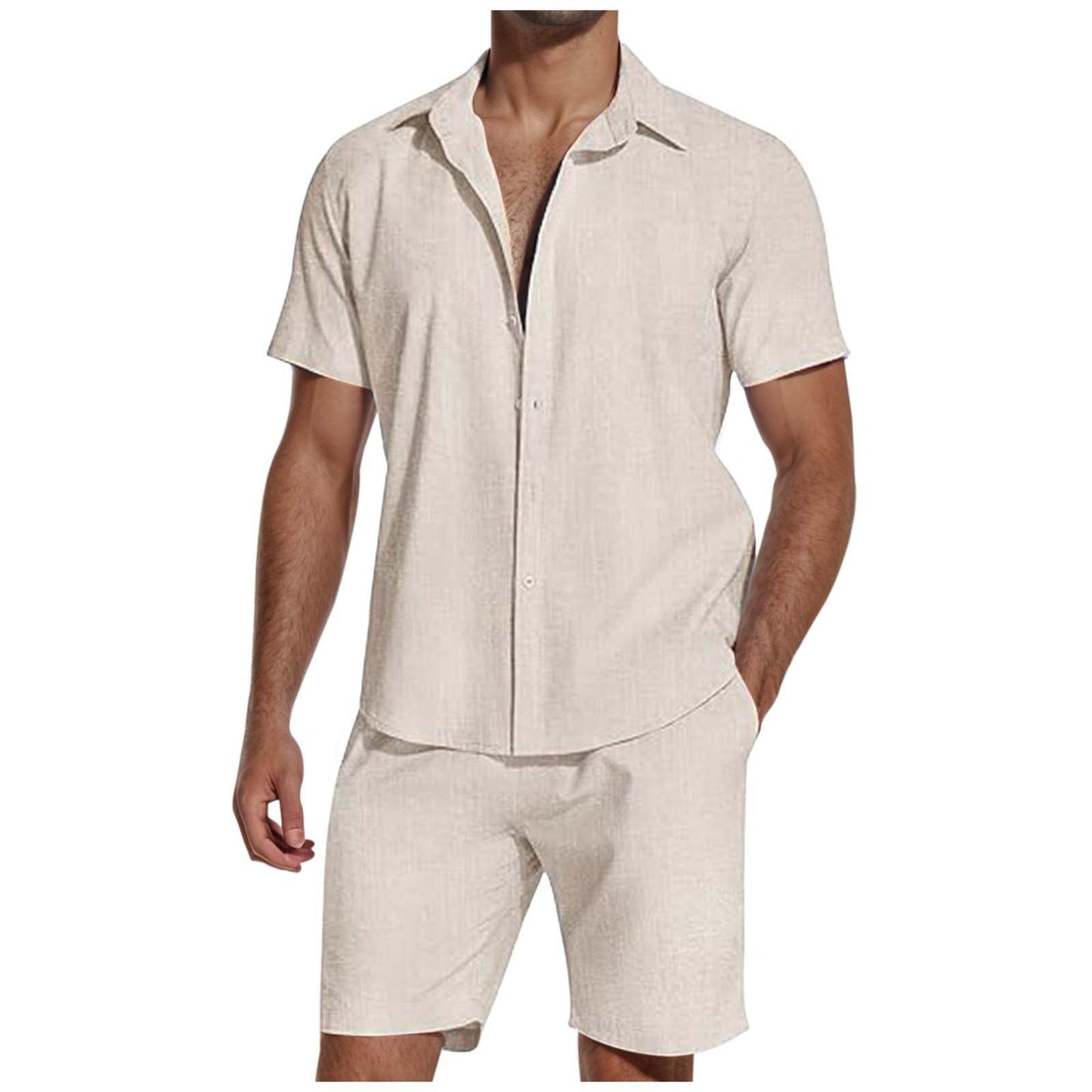 Short Sleeve Linen Shirt Men