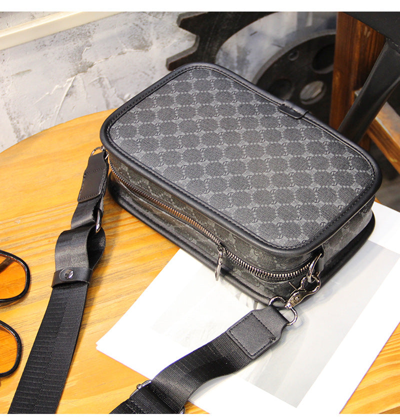 Plaid Fashion Shoulder Street Trendy Small Crossbody Bag Leisure Commute Small Square Men's Bag