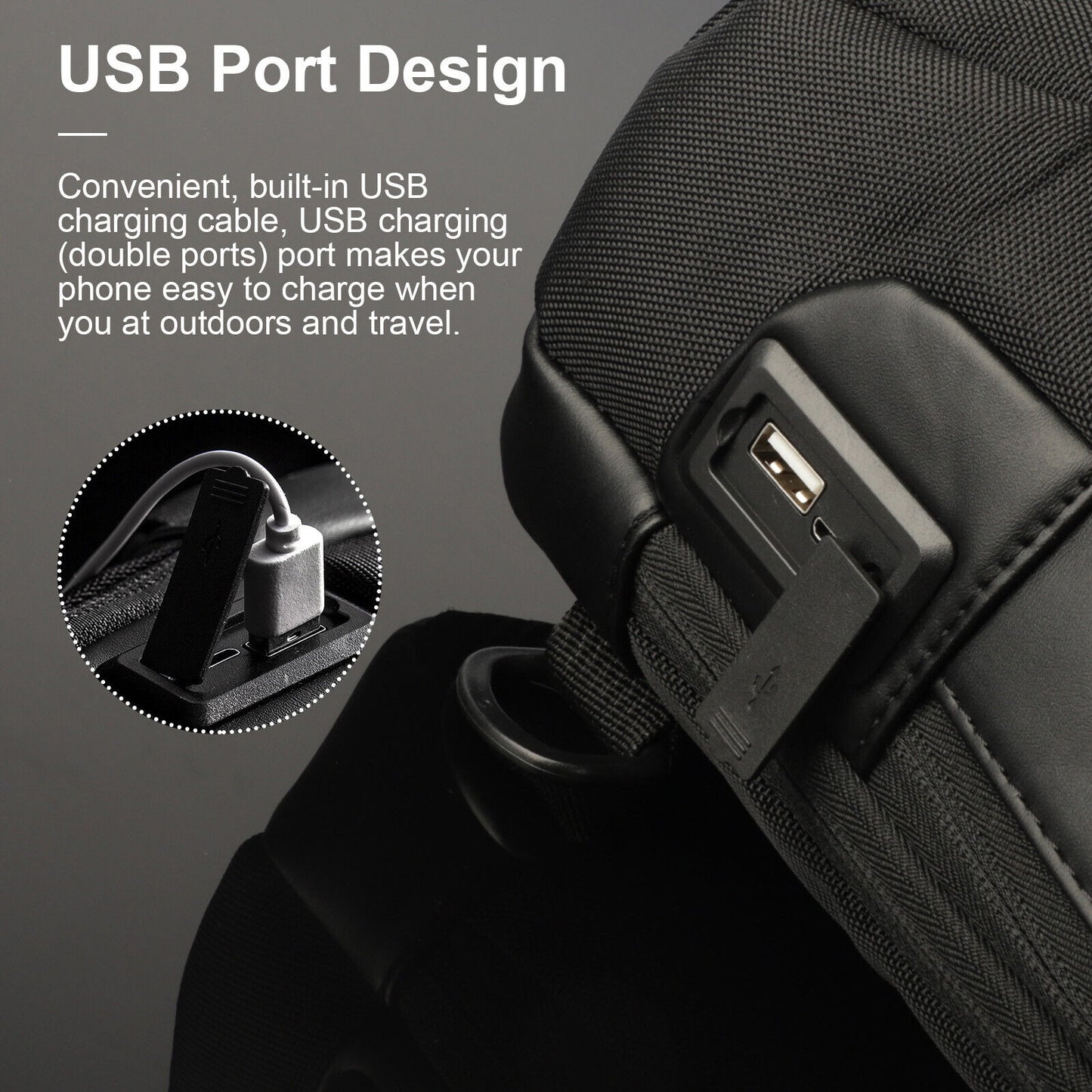 Men's Waterproof Oxford Multifunction Crossbody Bags Anti-theft Bag Backpack Pack USB Port