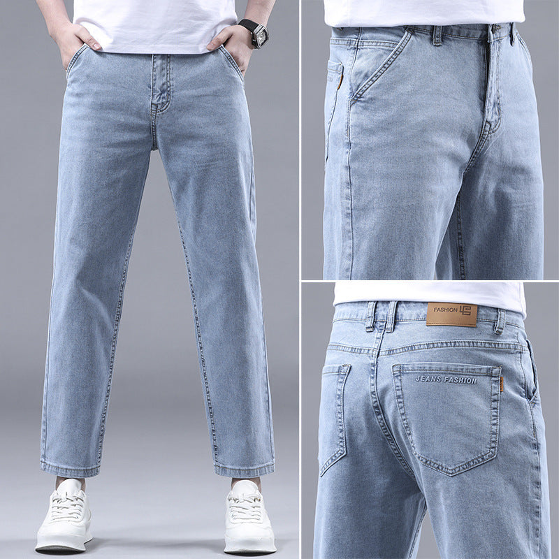 Men's Cropped Casual Light-colored Jeans