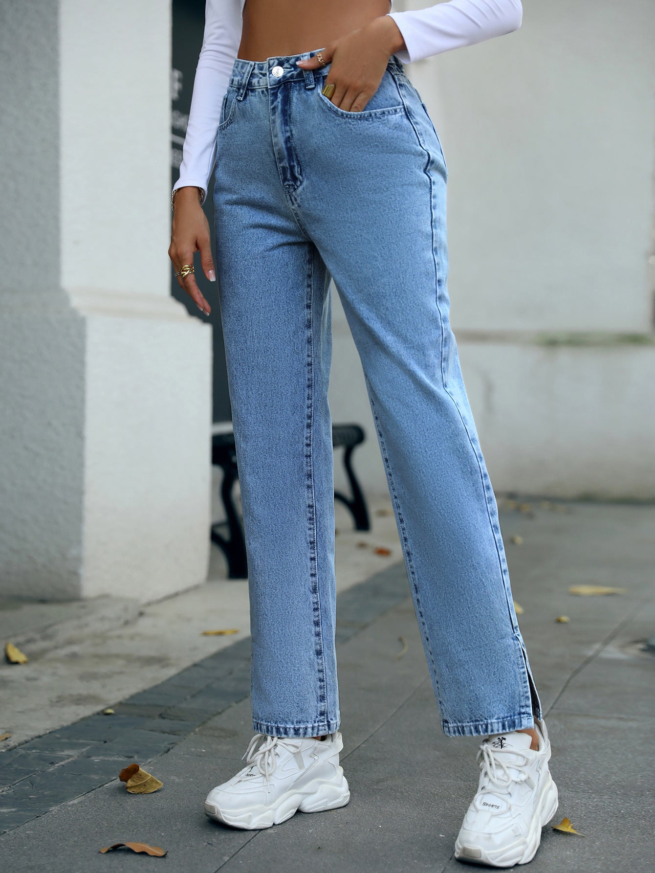 Women's New Straight High Jeans