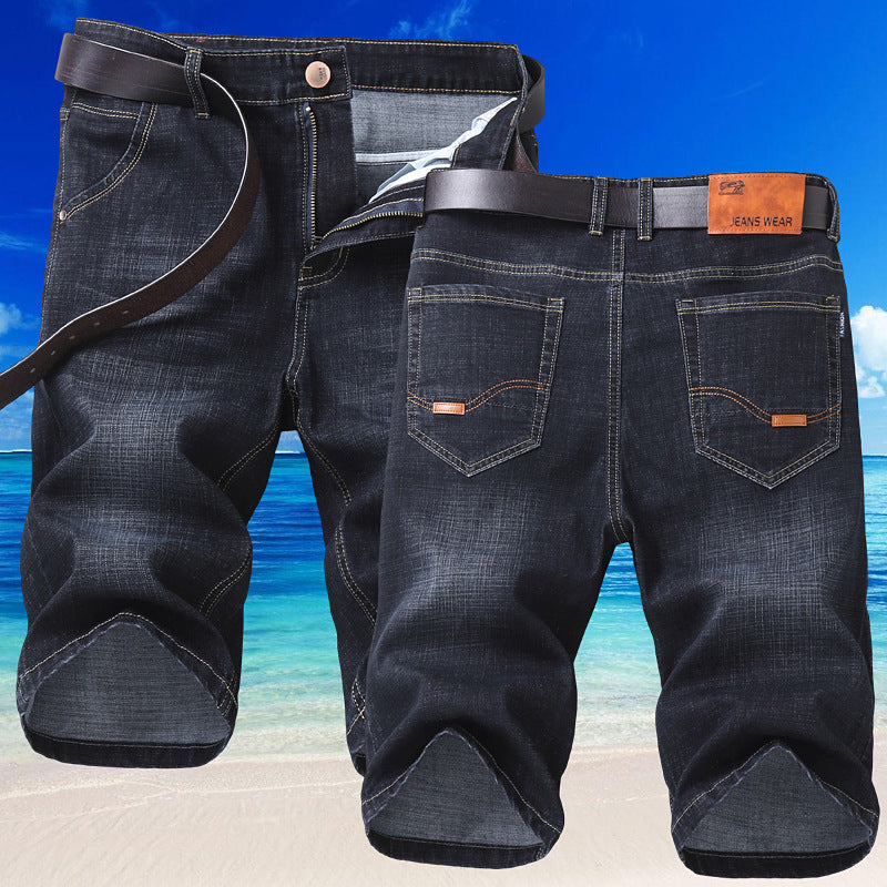 Jeans Shorts Men Elastic Straight