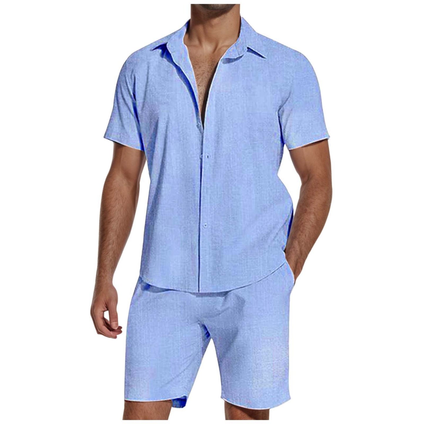 Short Sleeve Linen Shirt Men