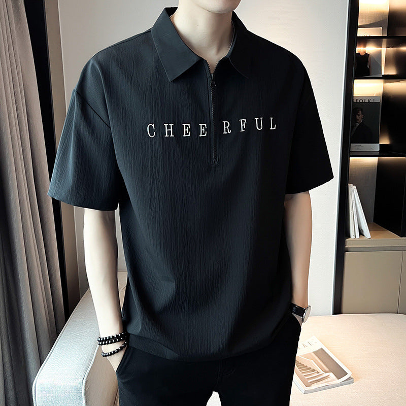 Short Sleeve Thin Polo Shirt Letter Printing