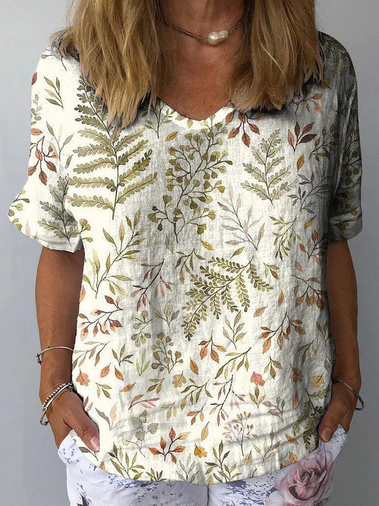 Women's Collarless Printed Top