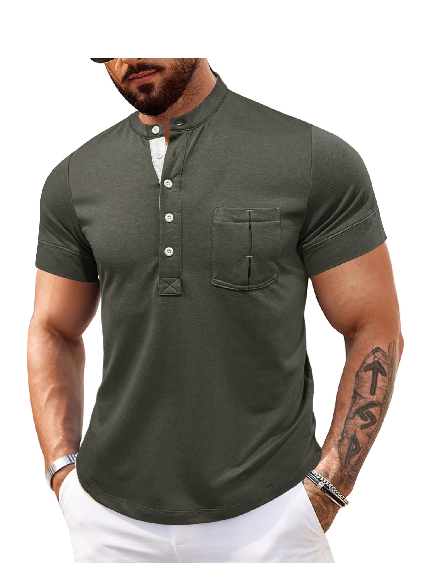 Outdoor Round Neck Open Tube Men's Polo Shirt