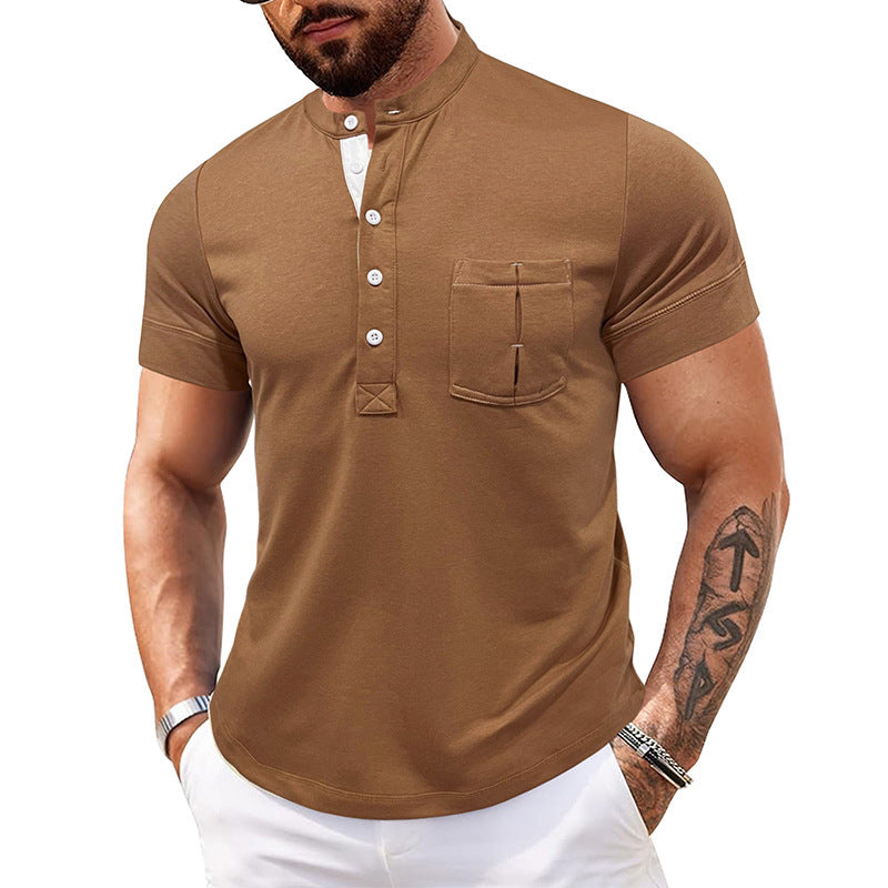 Outdoor Round Neck Open Tube Men's Polo Shirt