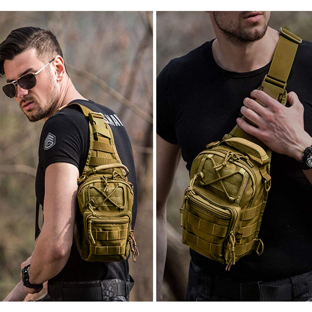 Mens Backpack Waterproof Tactical Sling Chest Pack Shoulder Bag