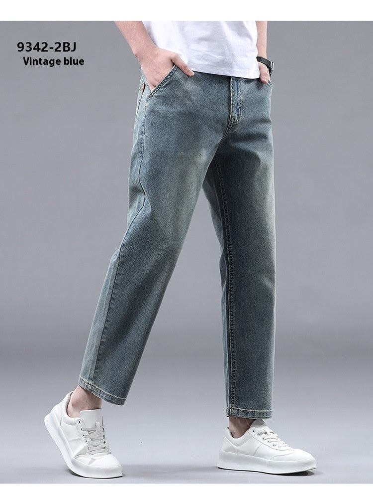 Men's Cropped Casual Light-colored Jeans