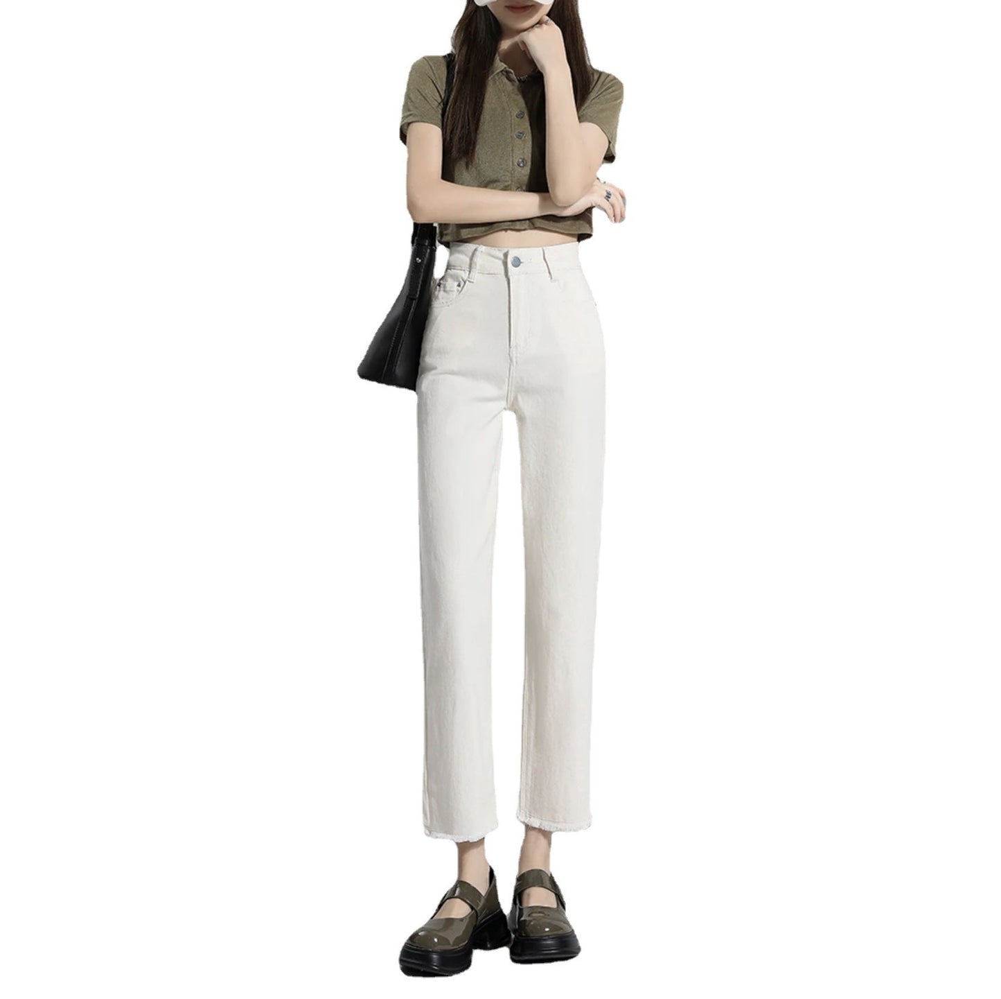 Women's white Ankle-length Pants