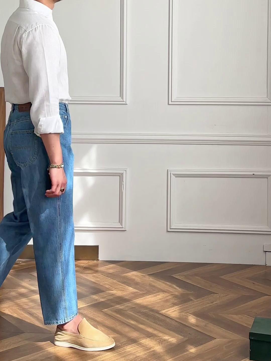 High Waisted Straight Leg Denim Pants