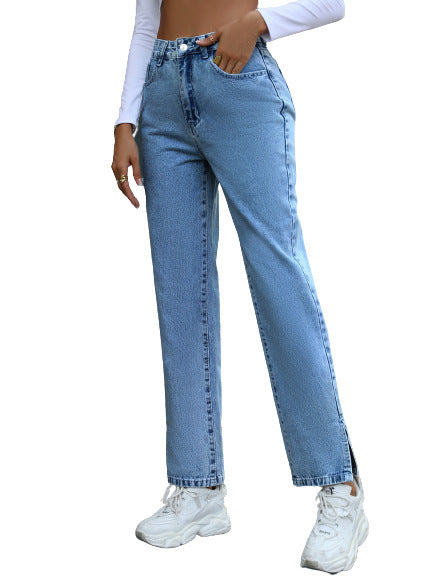 Women's New Straight High Jeans