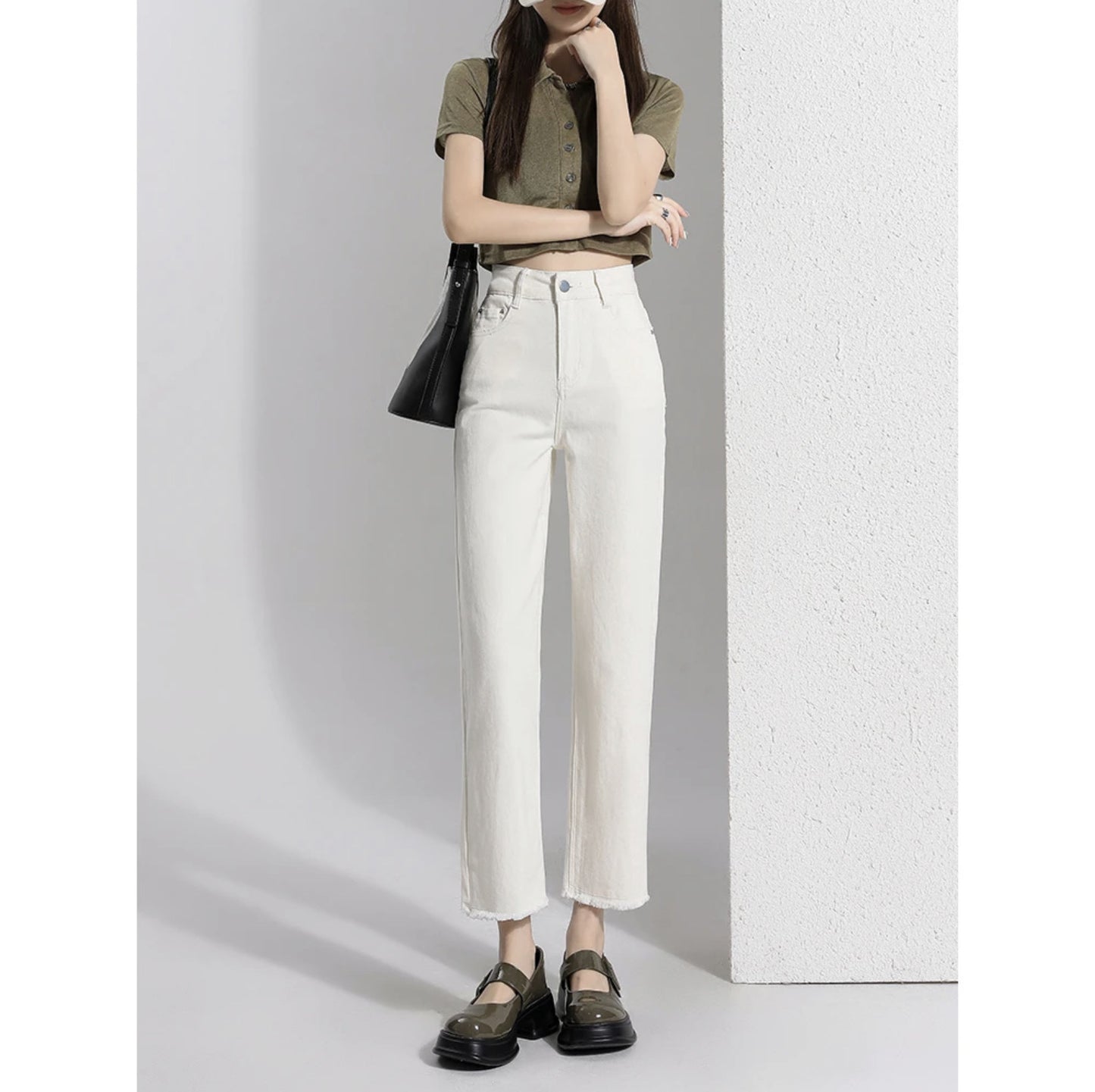 Women's white Ankle-length Pants