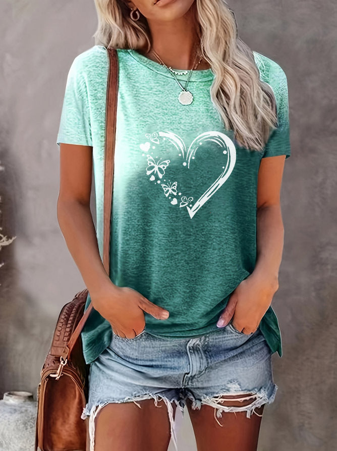 Printing T-shirt Fashion Short Sleeve Round Neck