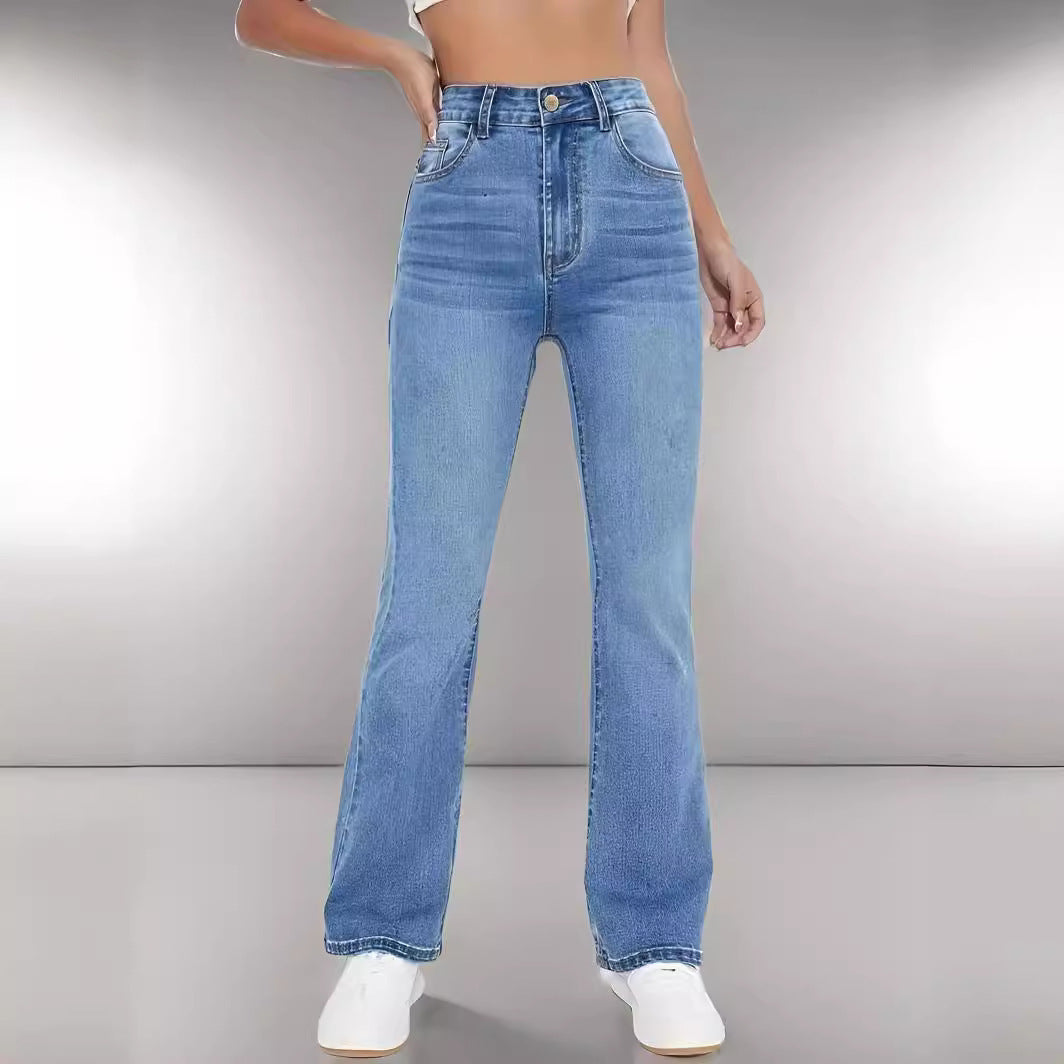 Women's Waist Straight Stretch Jeans