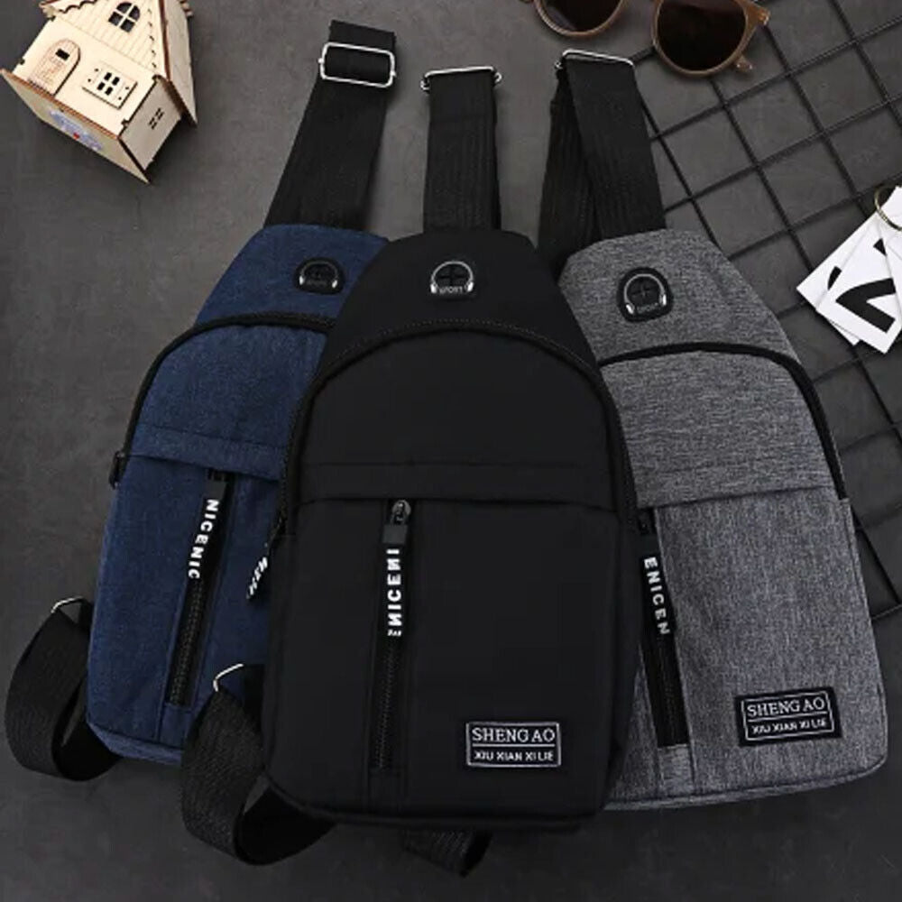 Men Women Nylon Sling Bag Backpack Crossbody