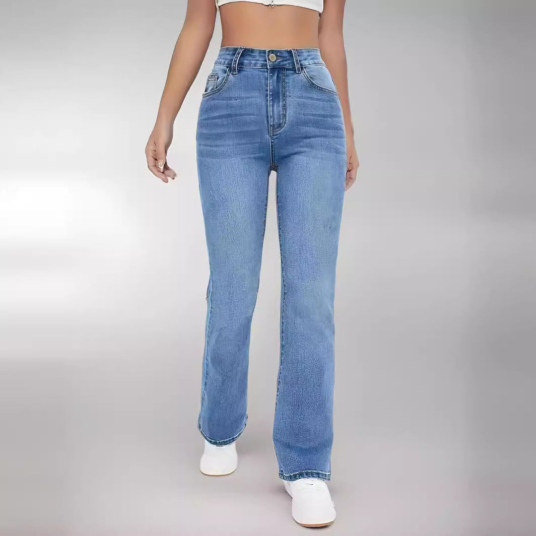 Women's Waist Straight Stretch Jeans