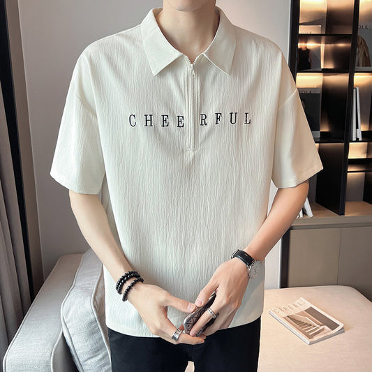 Short Sleeve Thin Polo Shirt Letter Printing