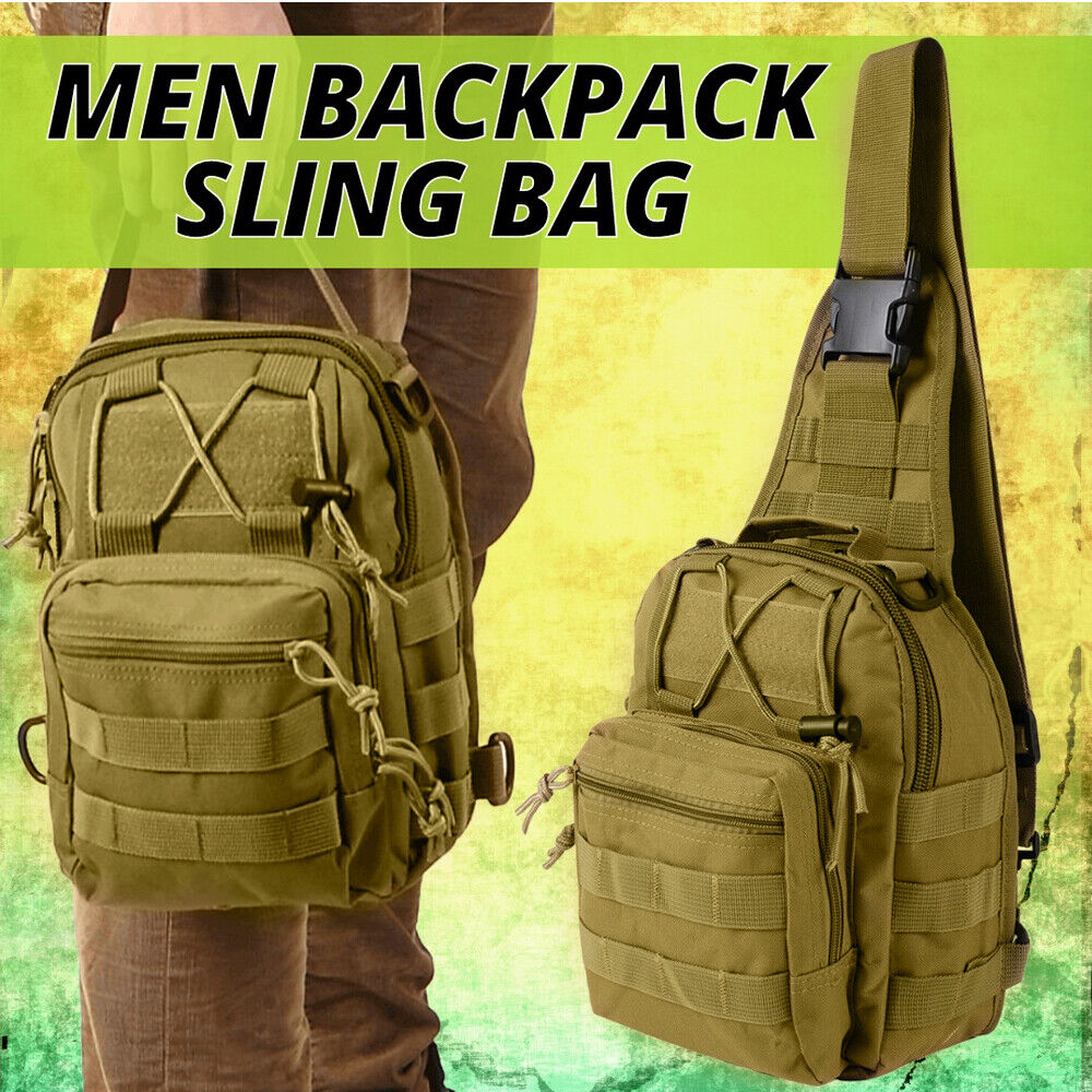 Mens Backpack Waterproof Tactical Sling Chest Pack Shoulder Bag