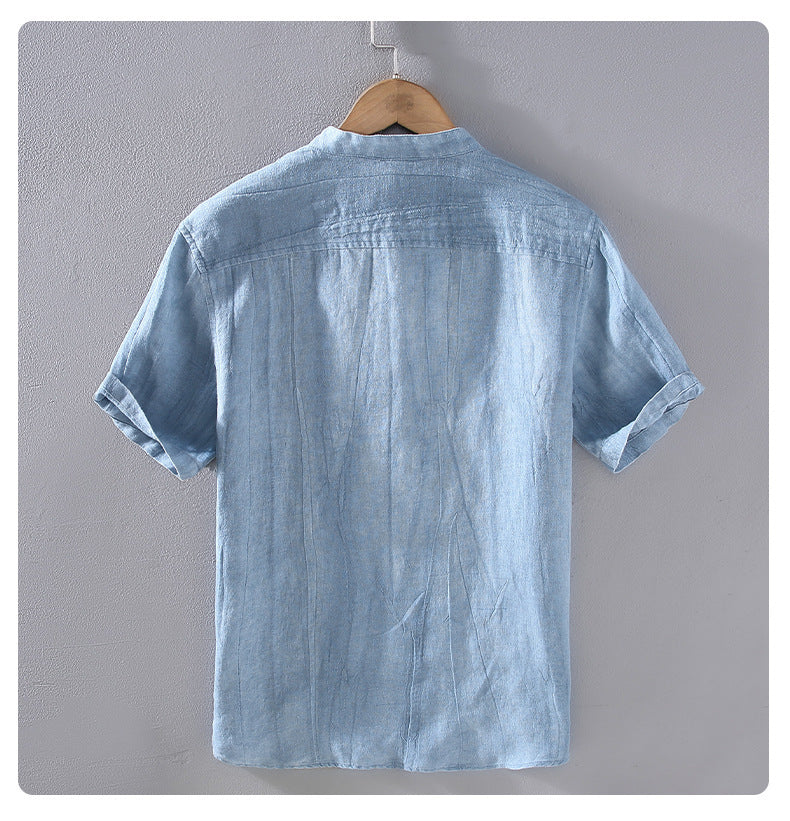 Men's Youth Casual Linen Short-sleeved Shirt