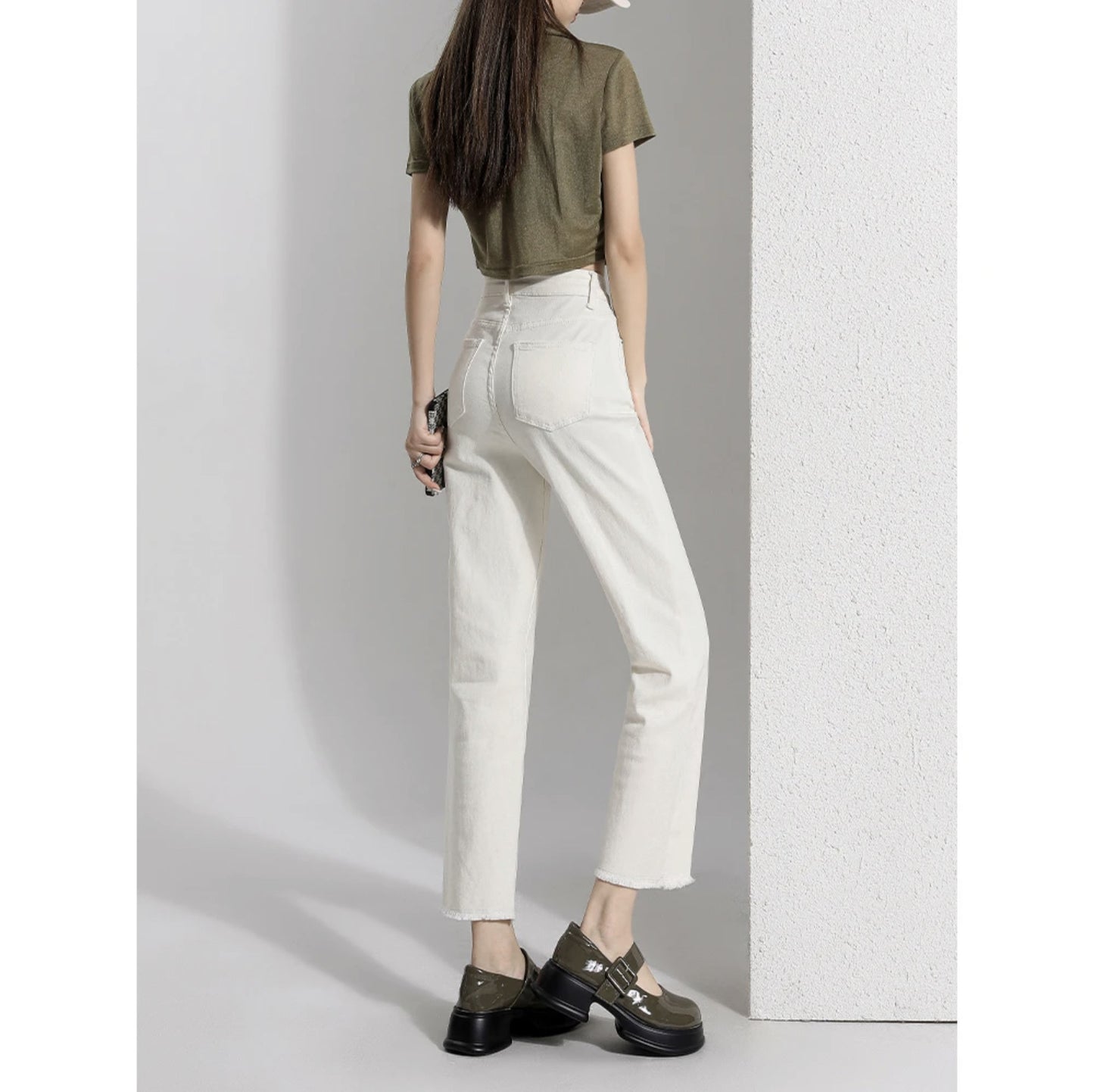 Women's white Ankle-length Pants