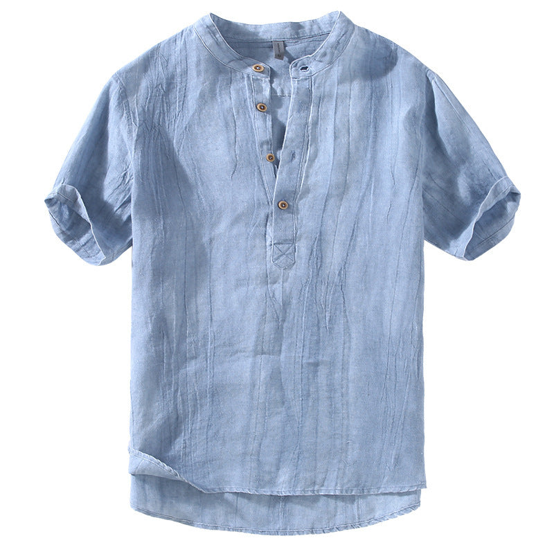 Men's Youth Casual Linen Short-sleeved Shirt