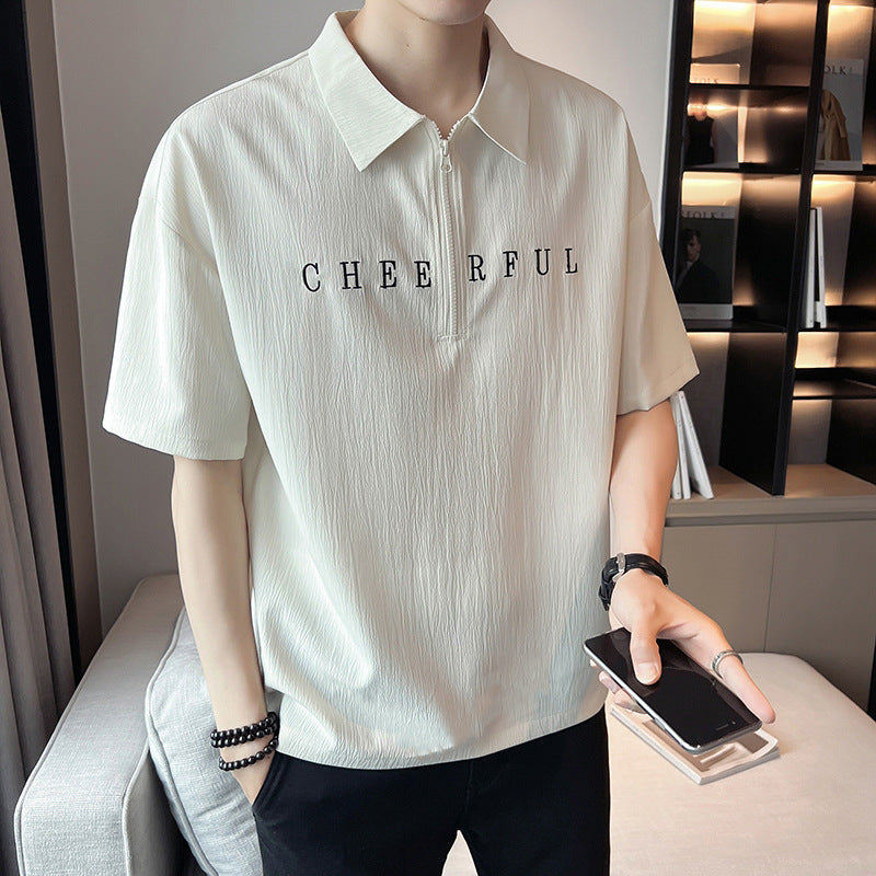 Short Sleeve Thin Polo Shirt Letter Printing