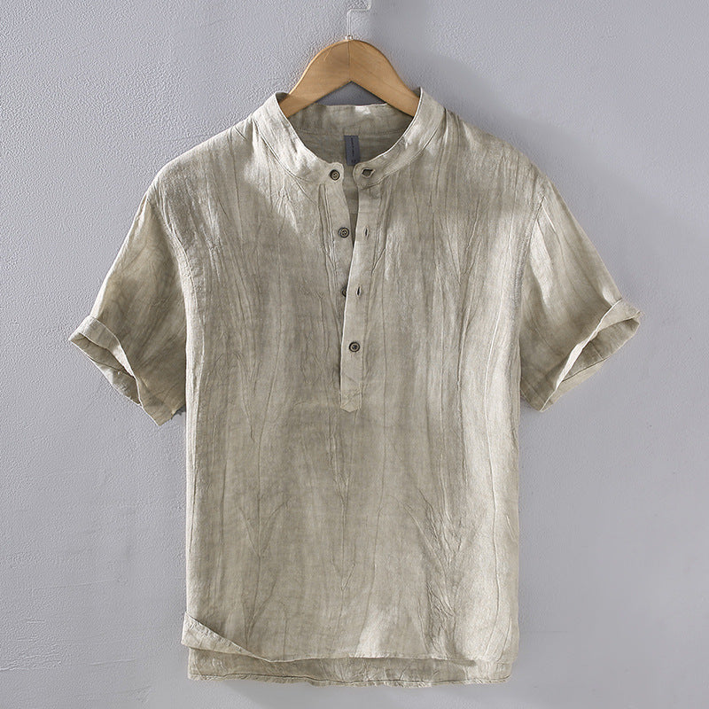 Men's Youth Casual Linen Short-sleeved Shirt