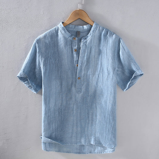 Men's Youth Casual Linen Short-sleeved Shirt