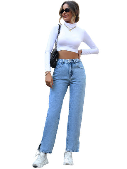 Women's New Straight High Jeans