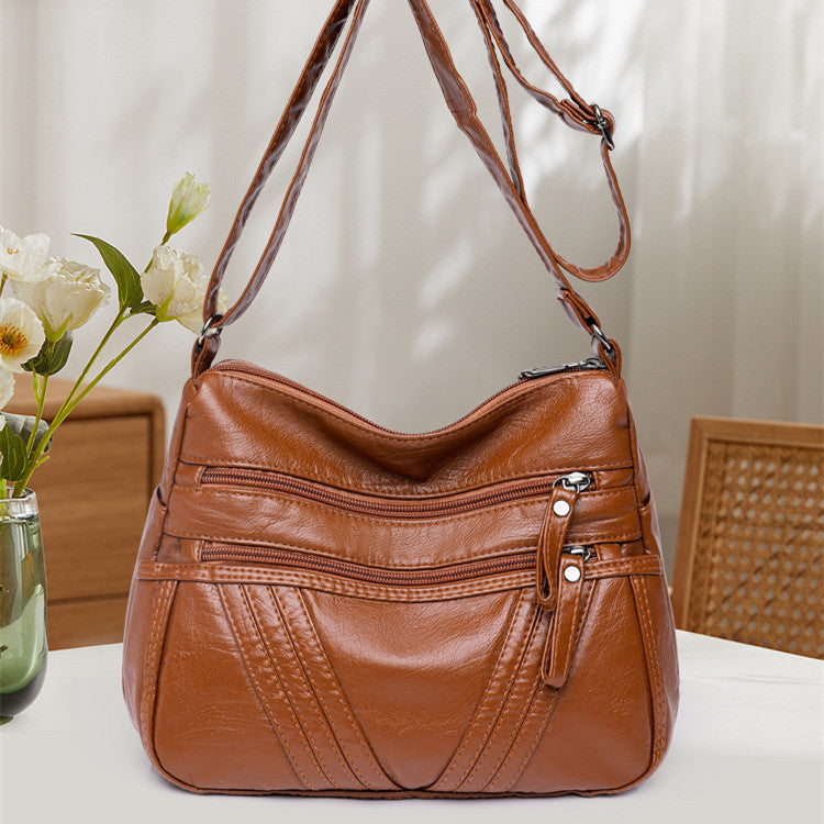 Women's Fashion Casual Crossbody Soft Leather Multi-pocket Shoulder Bag