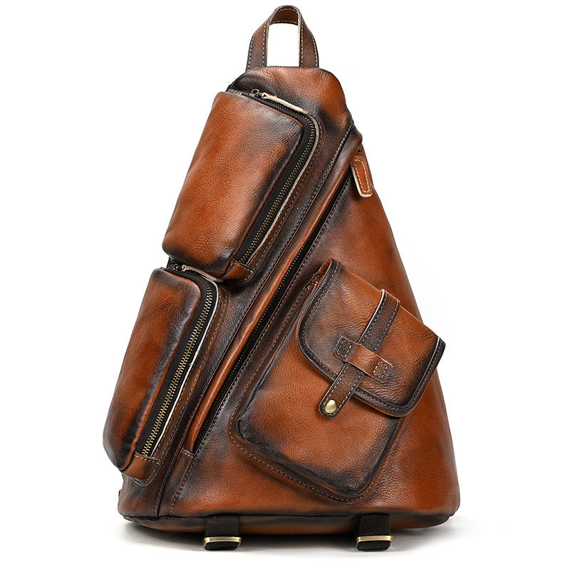 Retro Chest Bag High-grade Large Capacity Vegetable Tanned Leather