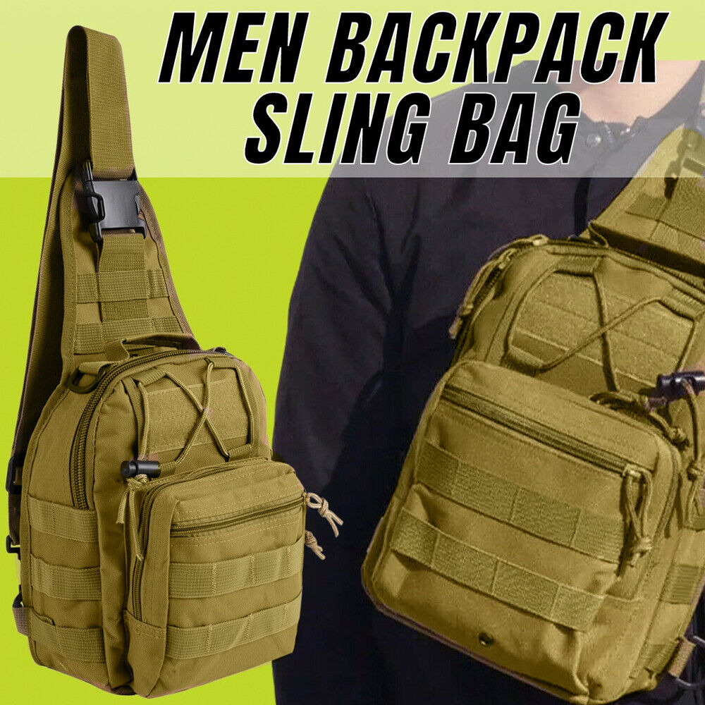 Mens Backpack Waterproof Tactical Sling Chest Pack Shoulder Bag