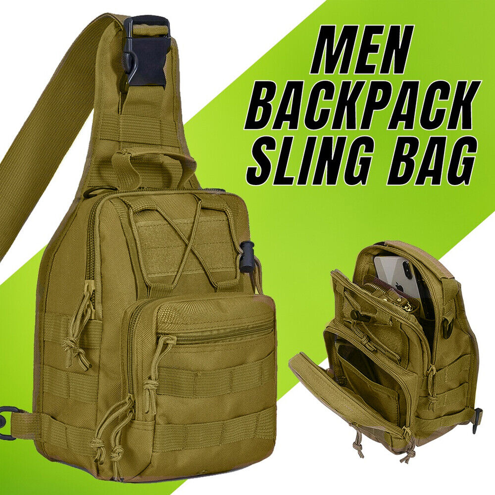 Mens Backpack Waterproof Tactical Sling Chest Pack Shoulder Bag