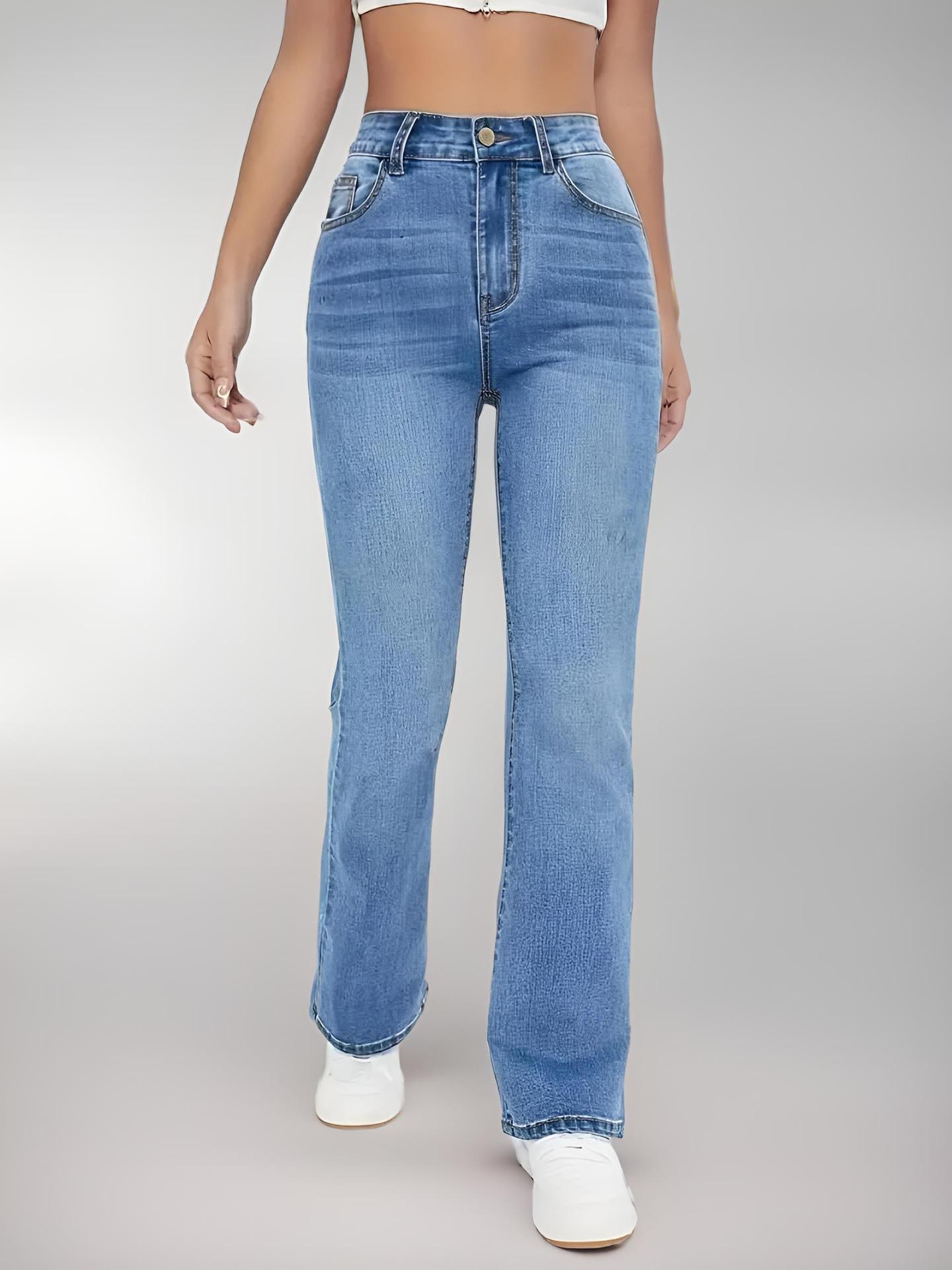 Women's Waist Straight Stretch Jeans