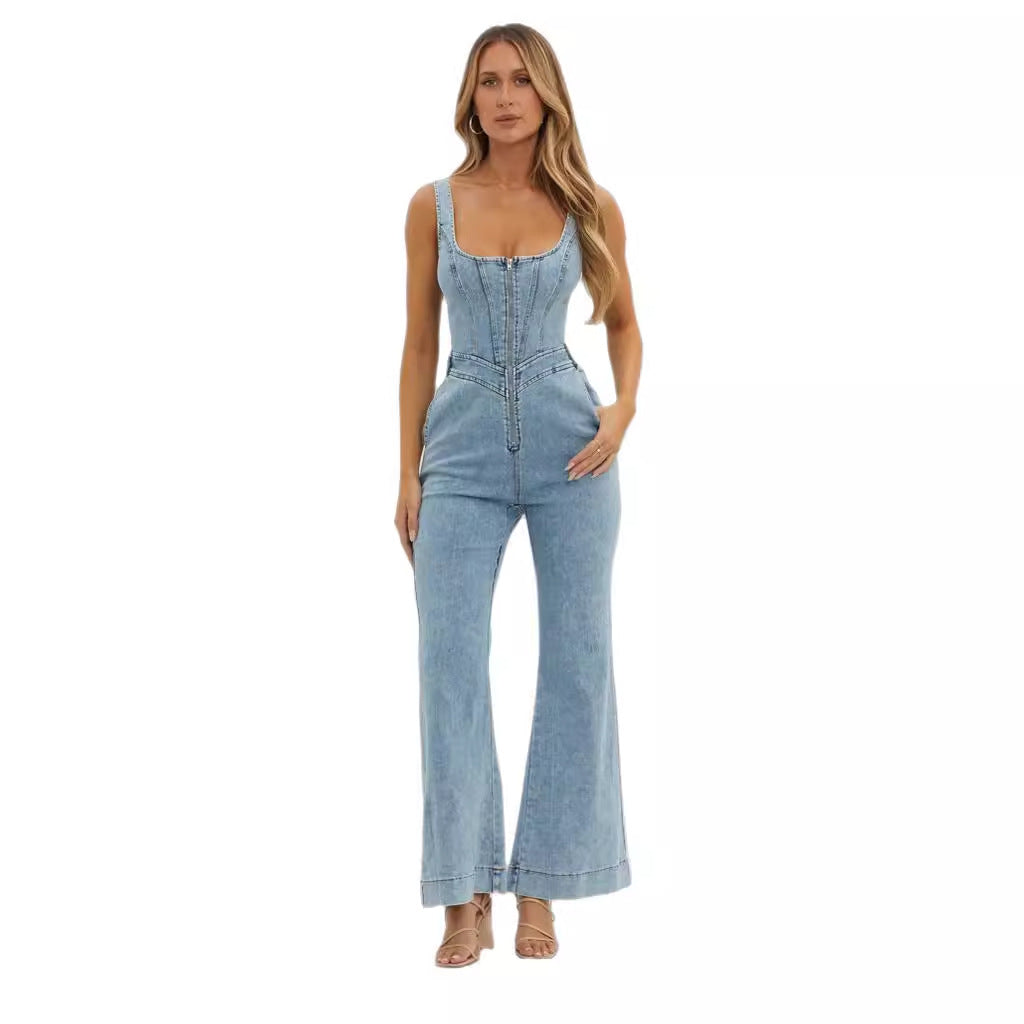 Women's Shoulder Strap Cowboy Trousers