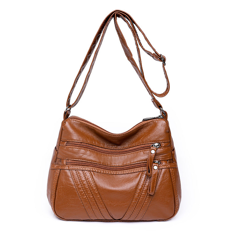 Women's Fashion Casual Crossbody Soft Leather Multi-pocket Shoulder Bag