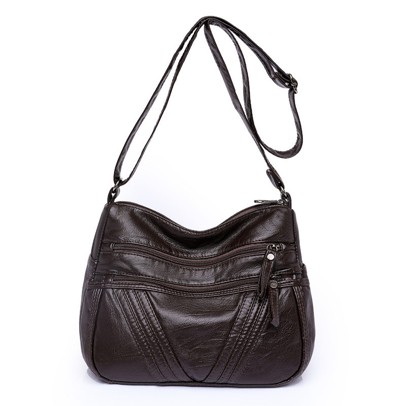 Women's Fashion Casual Crossbody Soft Leather Multi-pocket Shoulder Bag