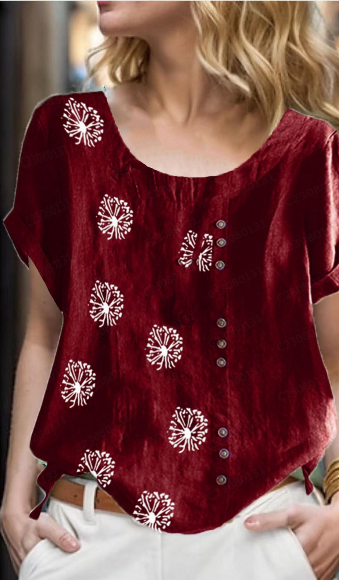 Women's Top Cotton And Linen Printing