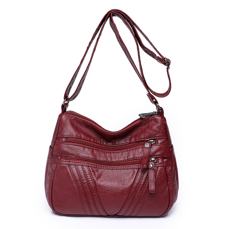 Women's Fashion Casual Crossbody Soft Leather Multi-pocket Shoulder Bag