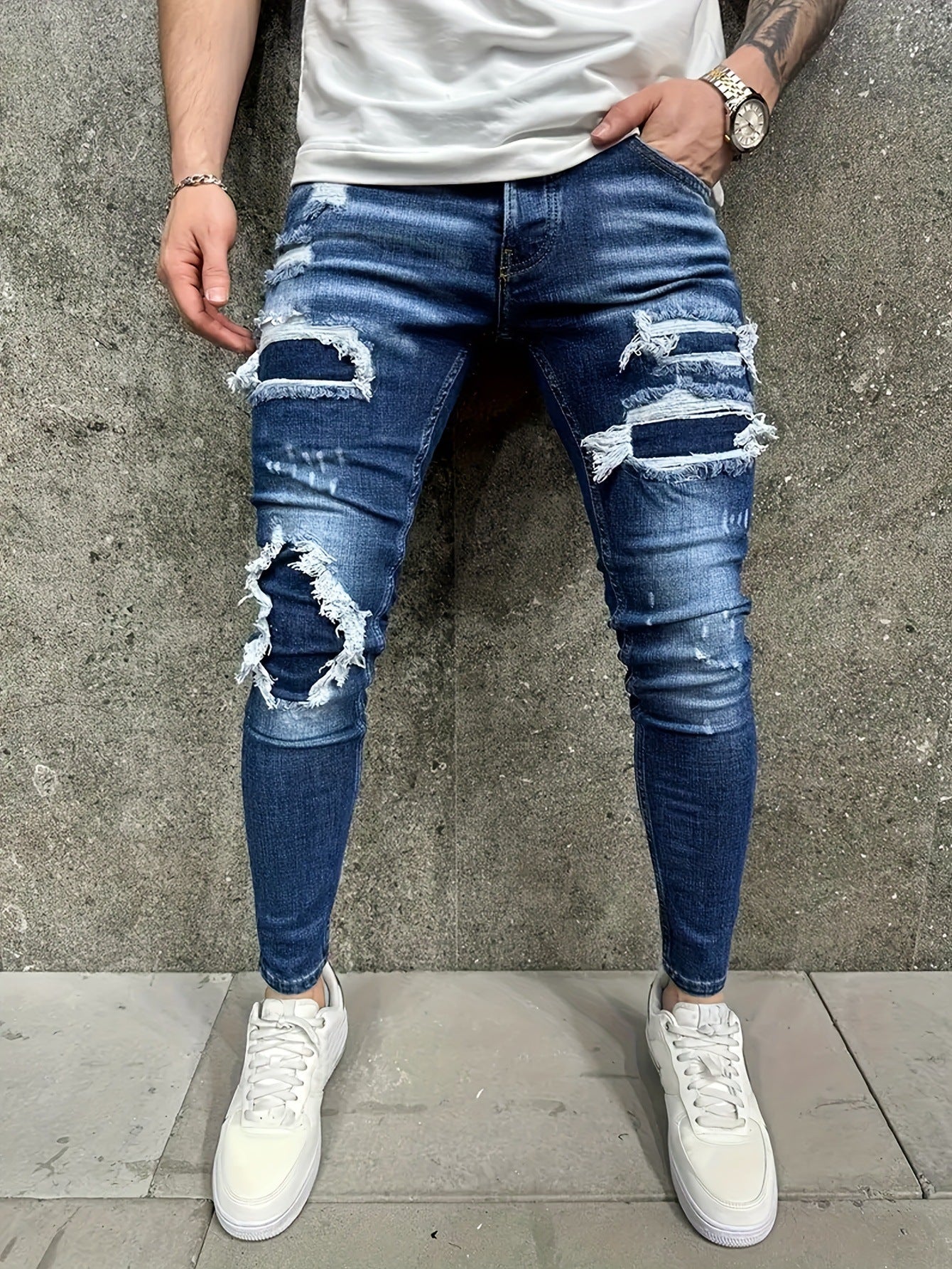 European And American Fashion Patch Men's Jeans